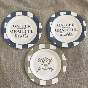 Set of Three Dessert Decorative Plates with Inspirational Text